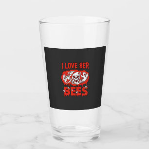 Love Her Bees Skull Ghost Bat Blood Drip Glass
