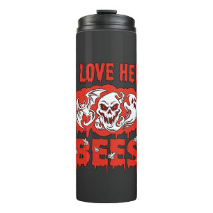 Love Her Bees Skull Ghost Bat Blood Drip Thermal Tumbler