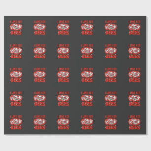Love Her Bees Skull Ghost Bat Blood Drip Wrapping Paper