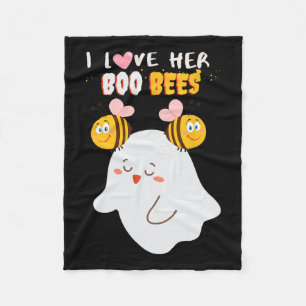 Love Her Boo Bees Funny Halloween Couple Husband B Fleece Blanket