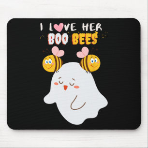 Love Her Boo Bees Funny Halloween Couple Husband B Mouse Mat