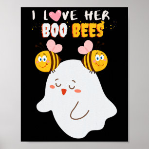 Love Her Boo Bees Funny Halloween Couple Husband B Poster