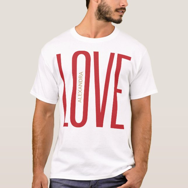 Love High Letters Monogram Red Gold Clean Design T-Shirt (Front)