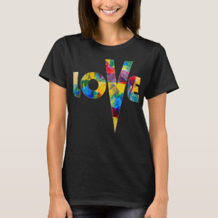 Love High V Abstract Art Colorful Rainbow Letters T-Shirt