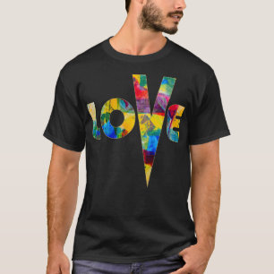 Love High V Multicolor Abstract Rainbow Letters T-Shirt