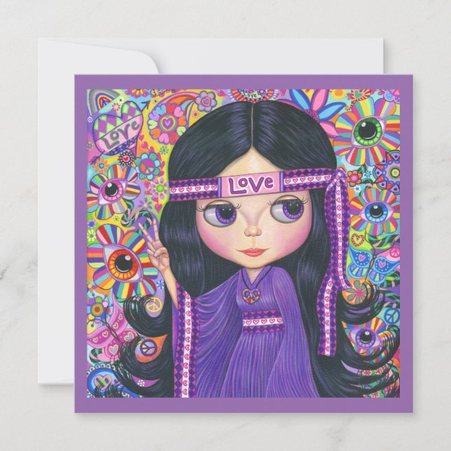 Love Hippie Girl Flower Child Peace Sign (Front)