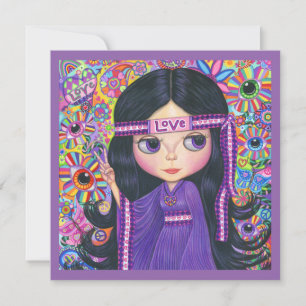 Love Hippie Girl Flower Child Peace Sign