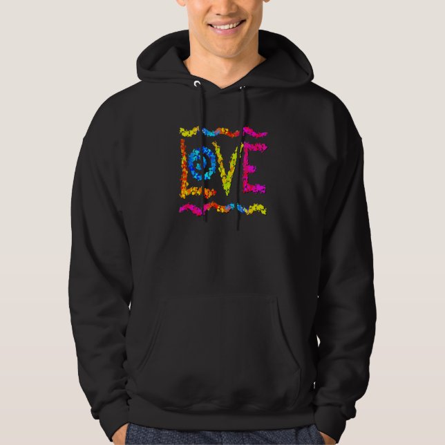 Love Hippie Groovy Rainbow Graffiti Spray Paint La Hoodie (Front)