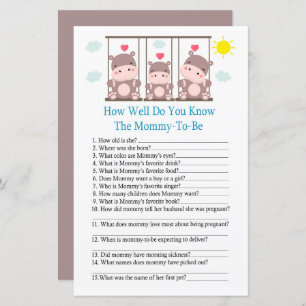 Love hippo How well do you know baby shower game