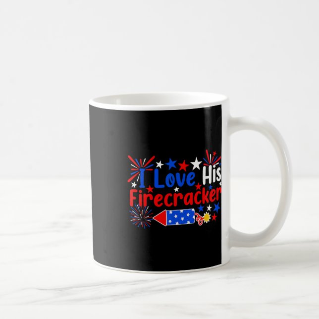 Love His Firecracker Funny 4th Of July Fireworks C Coffee Mug (Right)