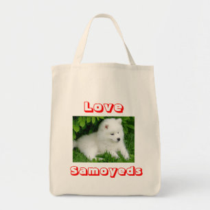 Love hite Samoyed Puppy Dog  Tote Bag