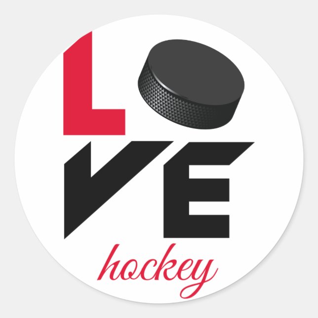 Love hockey classic round sticker (Front)