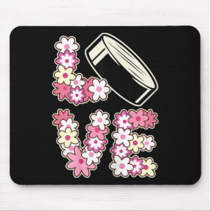 Love Hockey Groovy Hippie 60s 70s Teen Girl Ice Ho Mouse Mat