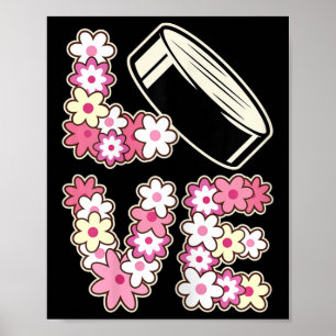 Love Hockey Groovy Hippie 60s 70s Teen Girl Ice Ho Poster