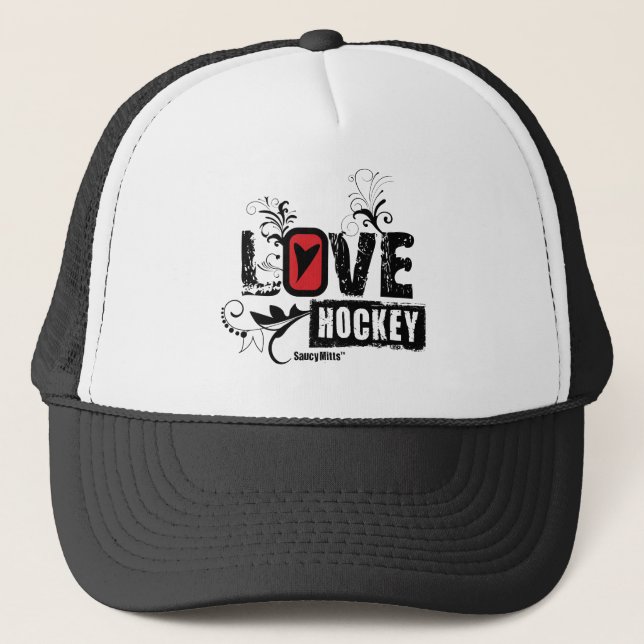Love Hockey Swirl Trucker Hat (Front)