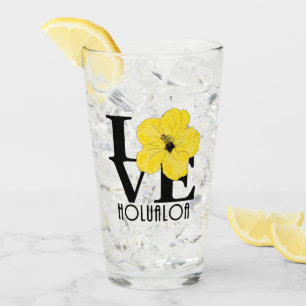 LOVE Holualoa Yellow Hibiscus Glass