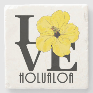 LOVE Holualoa Yelow Hibiscus Stone Coaster