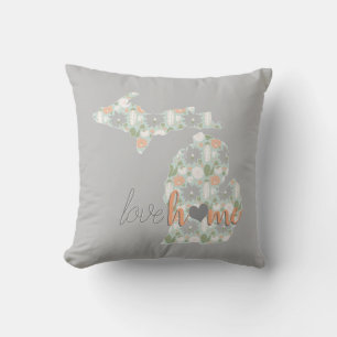 Love Home Cactus Filled Michigan Silhouette Cushion