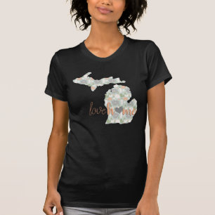Love Home Cactus Filled Michigan Silhouette T-Shirt