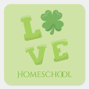 Love Homeschool St. Patrick's Day Square Sticker