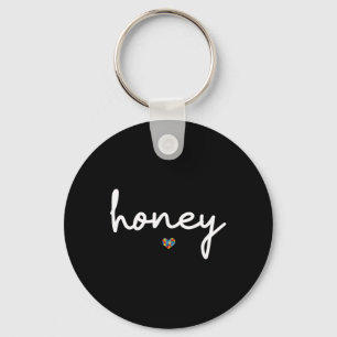 Love Honey Autism Awareness Heart Honey Mothers Da Key Ring