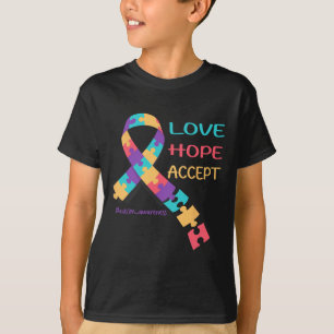 Love Hope Accept Cool Autistic Be Kind Autism Awar T-Shirt