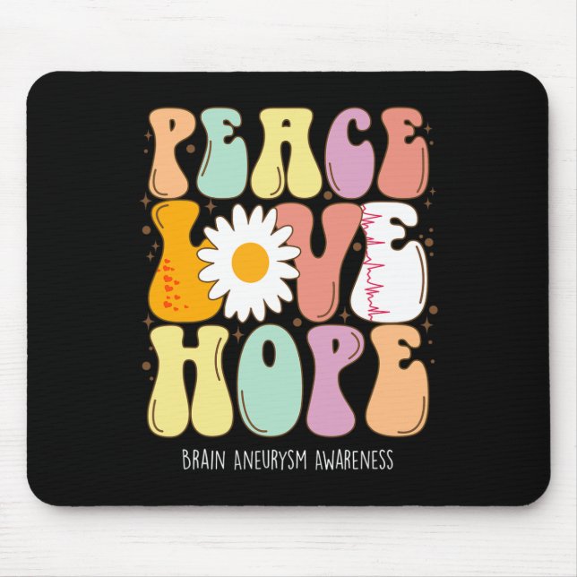 Love Hope Brain Aneurysm Awareness Gift  Mouse Mat (Front)