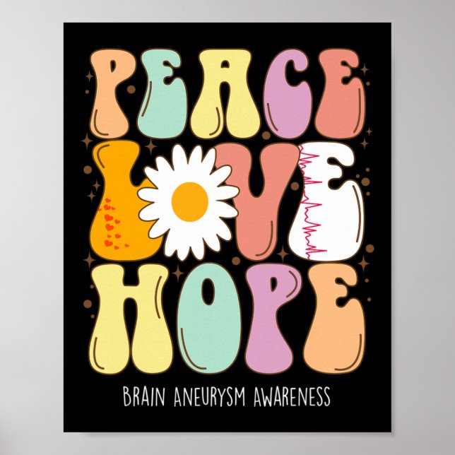Love Hope Brain Aneurysm Awareness Gift  Poster (Front)
