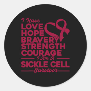 Love Hope Bravery Strength Sickle Cell Awareness Classic Round Sticker