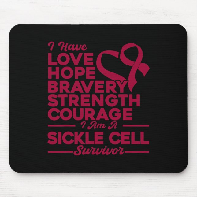 Love Hope Bravery Strength Sickle Cell Awareness  Mouse Mat (Front)