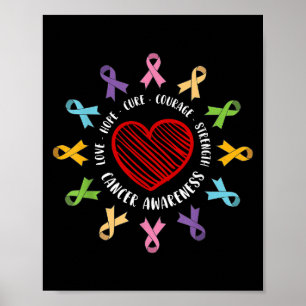 Love Hope Cure Courage Strength Cancer Awareness C Poster