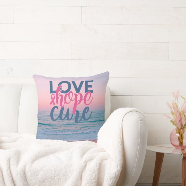Love Hope Cure | Hand Painted Pastel Beach Sunset Cushion (Couch)