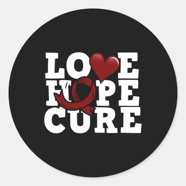 Love Hope Cure - Sickle Cell Awareness  Classic Round Sticker (Front)