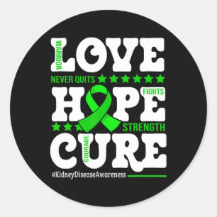 Love Hope Cure Warrior Kidney Disease Awareness Su Classic Round Sticker