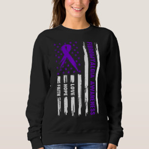 Love Hope Faith American Flag Purple Fibromyalgia Sweatshirt