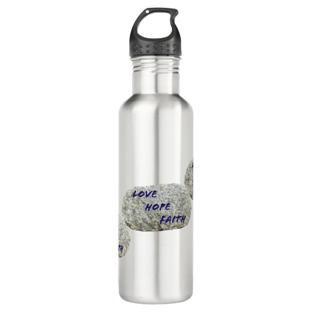 Love Hope Faith White Stones 710 Ml Water Bottle (Front)