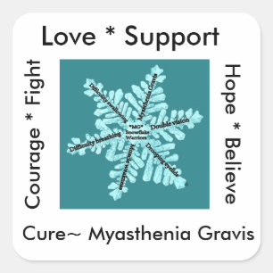 Love/ Hope/ Fight / Cure - Myasthenia Awareness Square Sticker