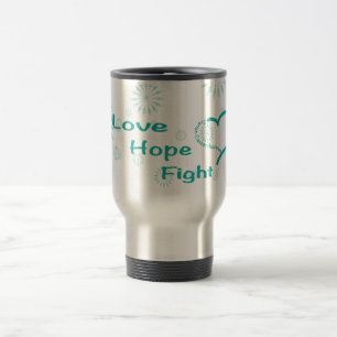 Love Hope Fight  - Ovarian Cancer Awareness Travel Mug