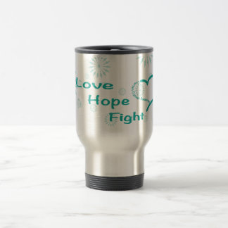 Love Hope Fight - Ovarian Cancer Awareness Travel Mug