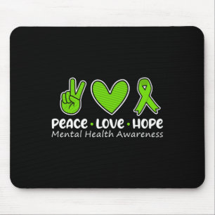 Love Hope Mental Health Awareness Green Ribbon Fun Mouse Mat