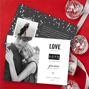 Love Hope Peace Typography Modern Classic Photo Holiday Card