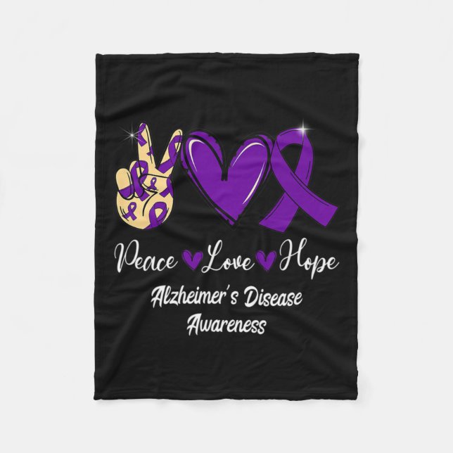 Love Hope Purple Ribbon Alzheimerheimer Disease Aw Fleece Blanket (Front)