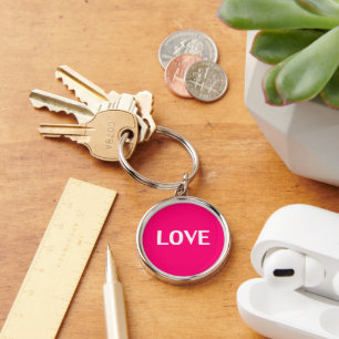 Love - hot pink, magenta, white keychain