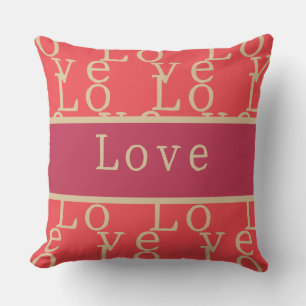 Love Hot Pink Red Gold Typography Cushion