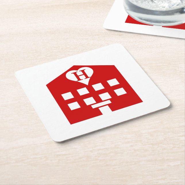 Love Hotel Japanese Emoji Square Paper Coaster (Angled)