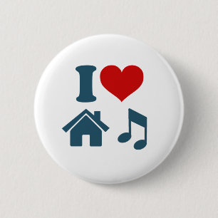 Love House Music Button (white)