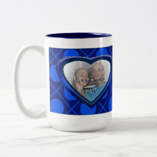 Love Hugs & Kisses XOXO Heart Photo Mug Blue