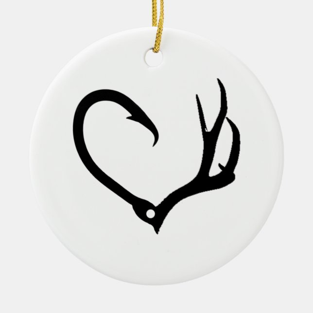 Love Hunting & Fishing Ceramic Tree Decoration (Front)