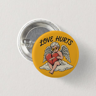 Love Hurts Cupid Angel 3 Cm Round Badge