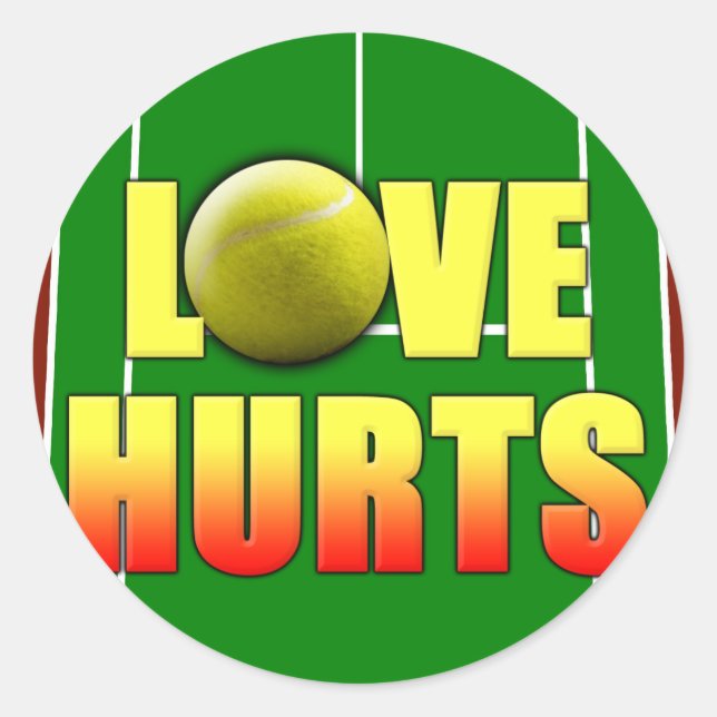 Love Hurts, Funny Tennis Classic Round Sticker (Front)